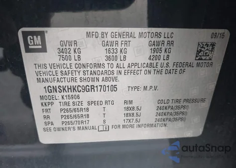 2016 Chevrolet Suburban Lt z USA, uszkodzony, nr VIN 1GNSKHKC9GR170105